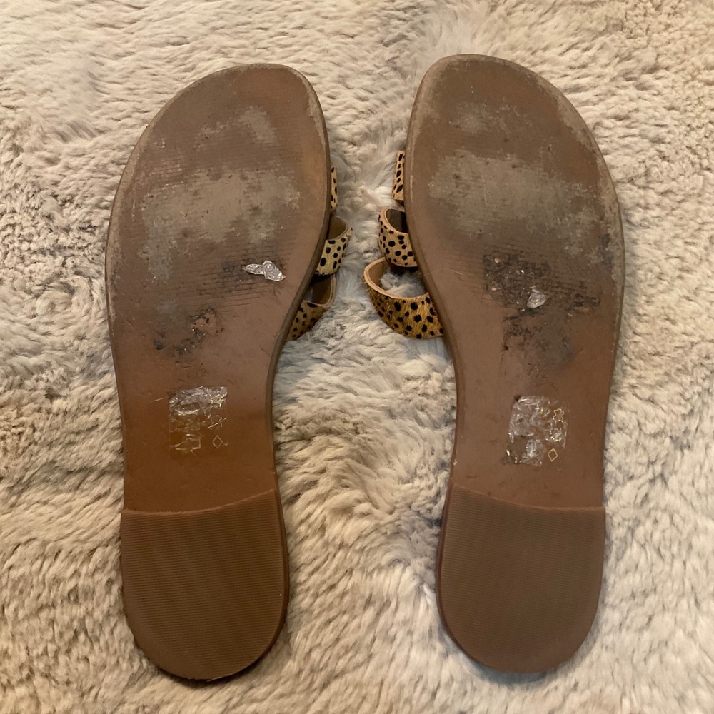 Madewell The Wave Sandals Size 7.5 Spotted Calf Hair Leather Flats Slide Leopard - Picture 8 of 11